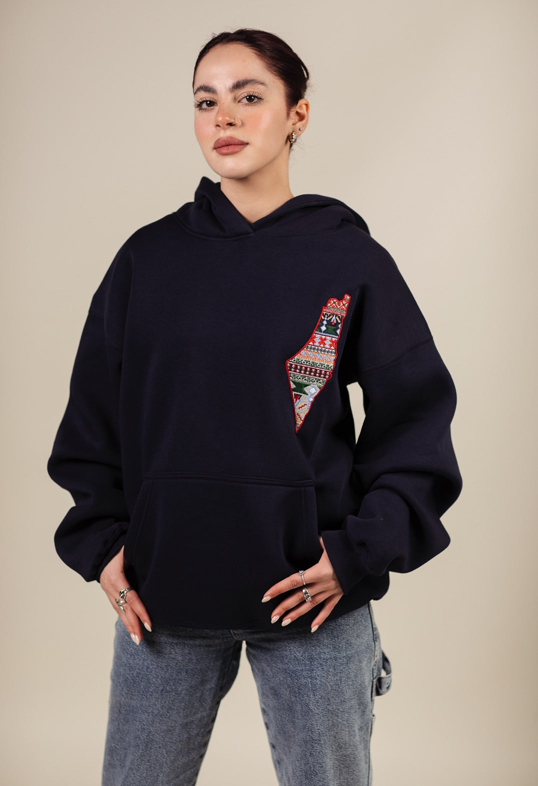 Hoodie - Palestine Map Embroidery