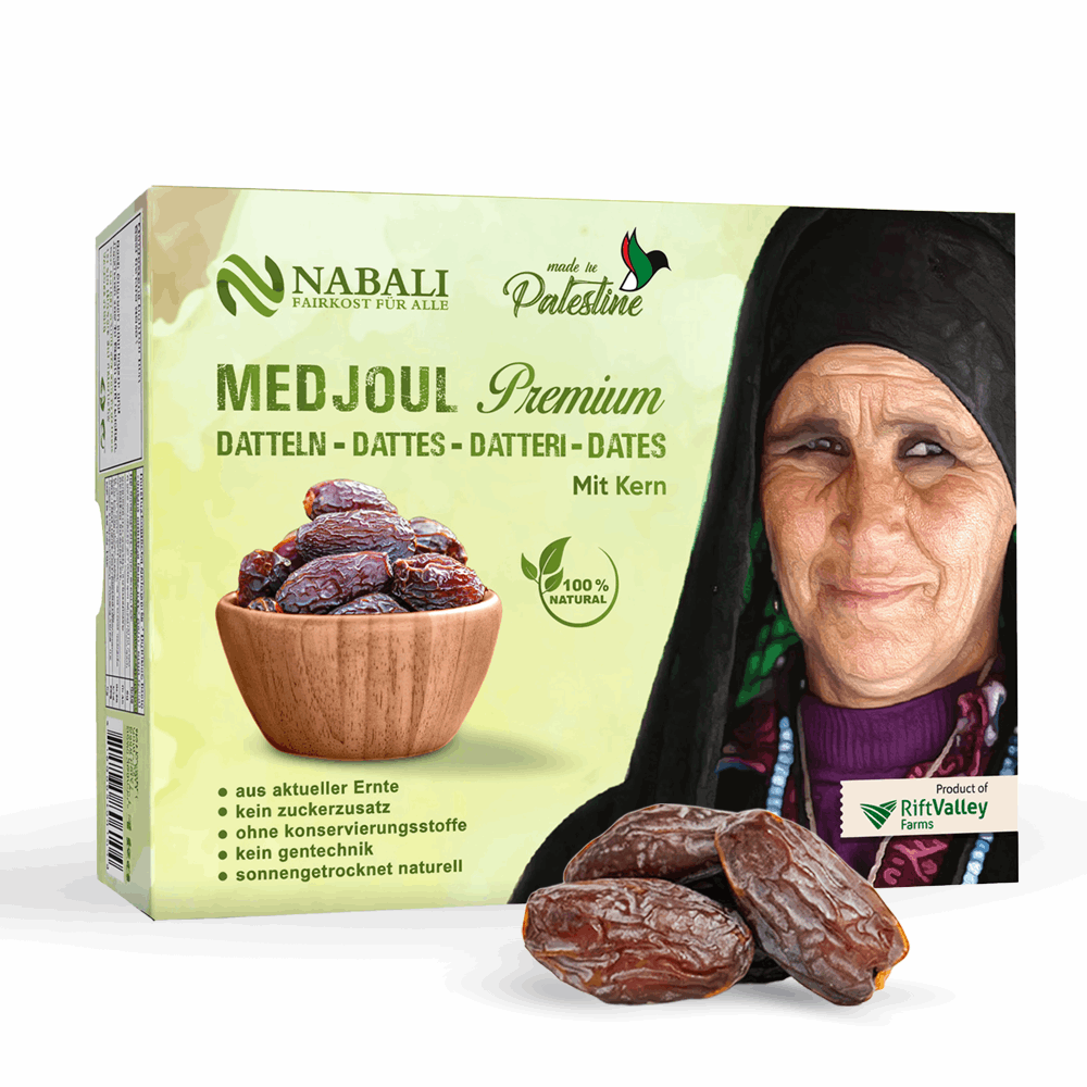 Jumbo Medjool Datteln Premium Datteln aus Palästina 1KG, Nabali Fairkost