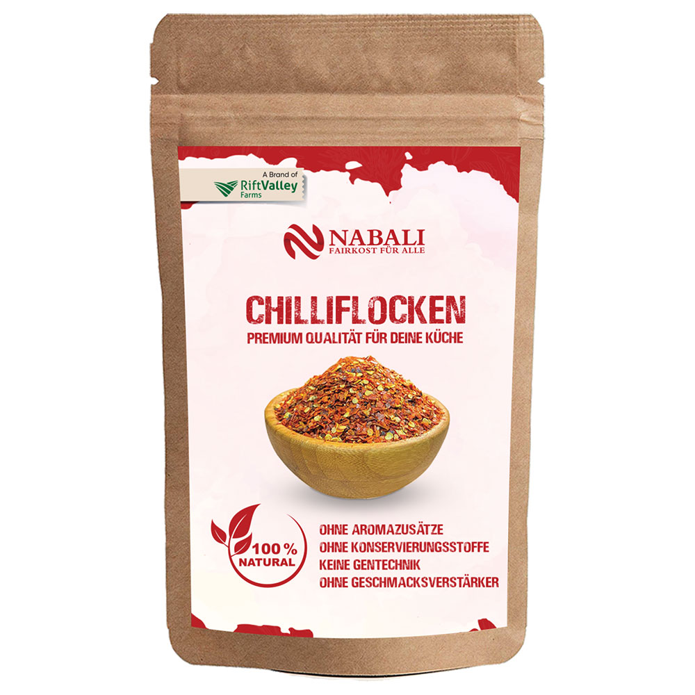 "Entdecken Sie Pul Biber Chiliflocken von Nabali Fairkost, nachhaltig angebaut und direkt aus Tunesien. Mit ihrem intensiven Aroma und der milden Schärfe verfeinern sie eine Vielzahl von Gerichten. Unsere fair gehandelten Gewürze werden in Kooperation mit Roots Natural sorgfältig verarbeitet und bieten höchste Qualität. Perfekt für Fleisch, Gemüse, Suppen und mehr – im praktischen wiederverschließbaren Beutel!"
