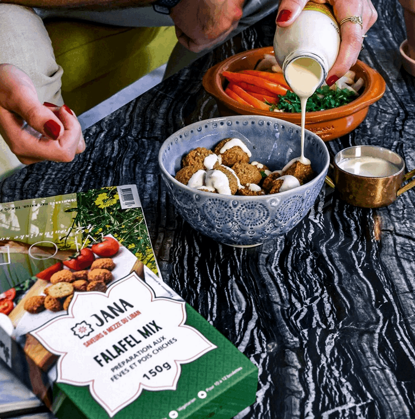 JANA Mezzé – Falafel Mix – Zubereitung mit Saubohnen und Kichererbsen – 150g – Fertigmischung Nabali Fairkost
