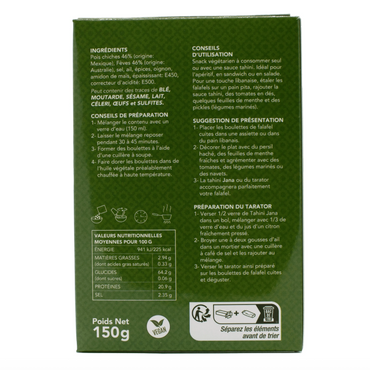 JANA Mezzé – Falafel Mix – Zubereitung mit Saubohnen und Kichererbsen – 150g – Fertigmischung