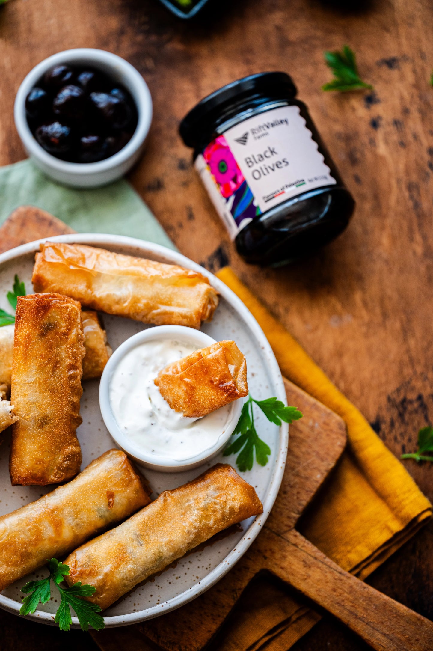 Schwarze Oliven aus Palästina 150g Rift Valley Farms