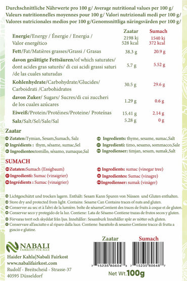 Premium Zaatar & Sumach aus Palästina, Nabali Fairkost Nabali Fairkost