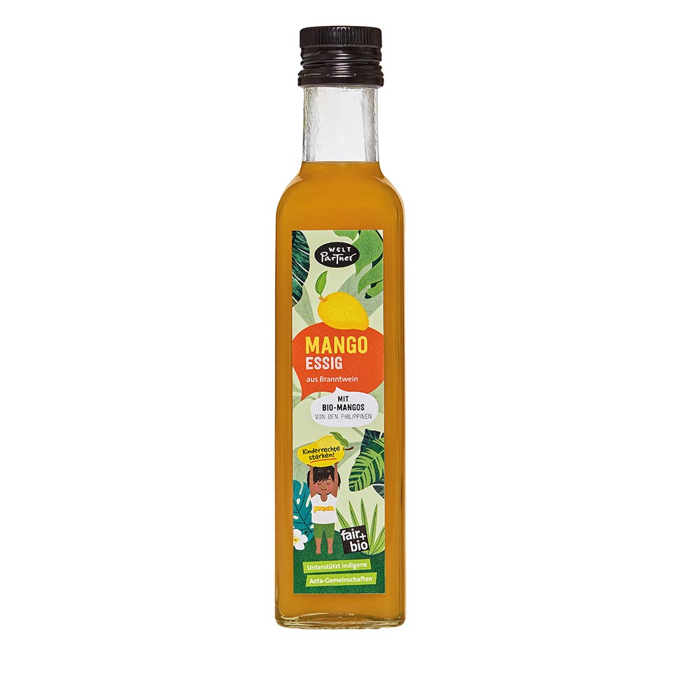 Mango-Essig, mit Fruchtpüree, bio°, 250ml, vegan - mit Bio-Mangopüree von Preda/Philippinen