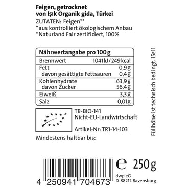 Feigen, ganz, getrocknet, bio°, Naturland Fair, 250g - von türkischen Kleinbauern