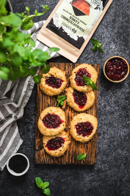 Himbeerkekse mit Schwarzkümmel Samen
