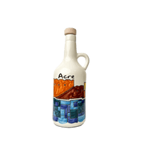 Handgemalte Keramik-Olivenölflasche aus Hebron + 500 ml Olivenöl – Limitierte Kunstedition mit Stadtmotiven aus Palästina Rift Valley Farms Akko