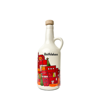 Handgemalte Keramik-Olivenölflasche aus Hebron – Limitierte Kunstedition mit Stadtmotiven aus Palästina