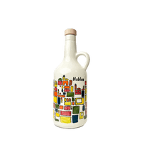 Handgemalte Keramik-Olivenölflasche aus Hebron + 500 ml Olivenöl – Limitierte Kunstedition mit Stadtmotiven aus Palästina Rift Valley Farms Nablus