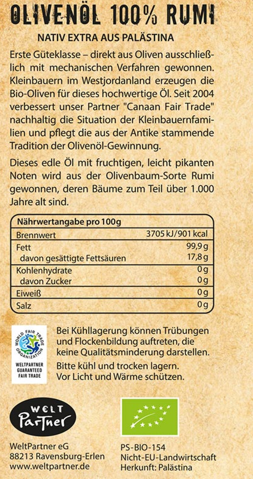 "Olivenöl aus Palästina\t"