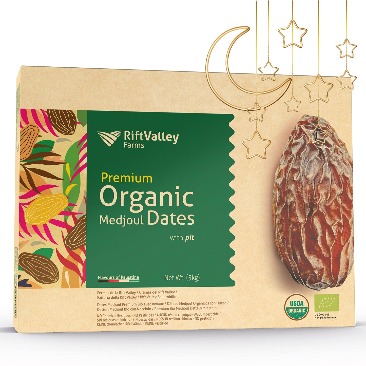 Bio Medjool Premium Datteln aus Palästina 5KG - Jumbo/Large  Rift Valley Farms Ernte 2026