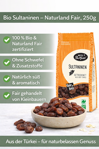 Sultaninen, getrocknet, bio°, Naturland Fair, 250g - von türkischen Kleinbauern