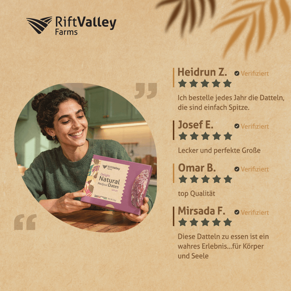 Rift Valley Medjool Datteln Delight - das Superfood aus Palästina 1KG Rift Valley Farms