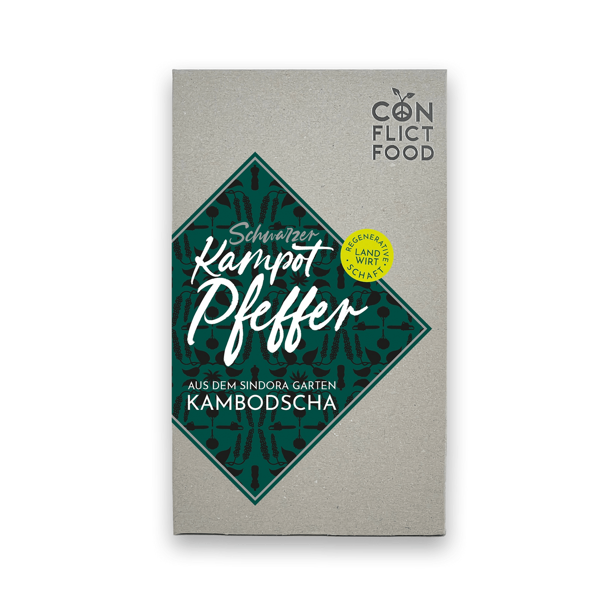 Schwarzer Kampot-Pfeffer von Conflictfood im Friedenspäckchen, 33 g