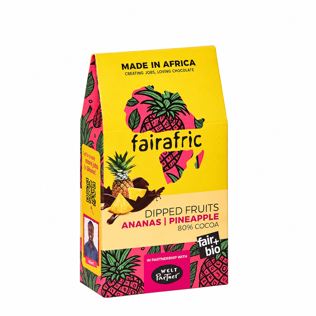 fairafric Dipped Fruits Ananas, bio & vegan – 100 g Schokoladen-Snack fairafric