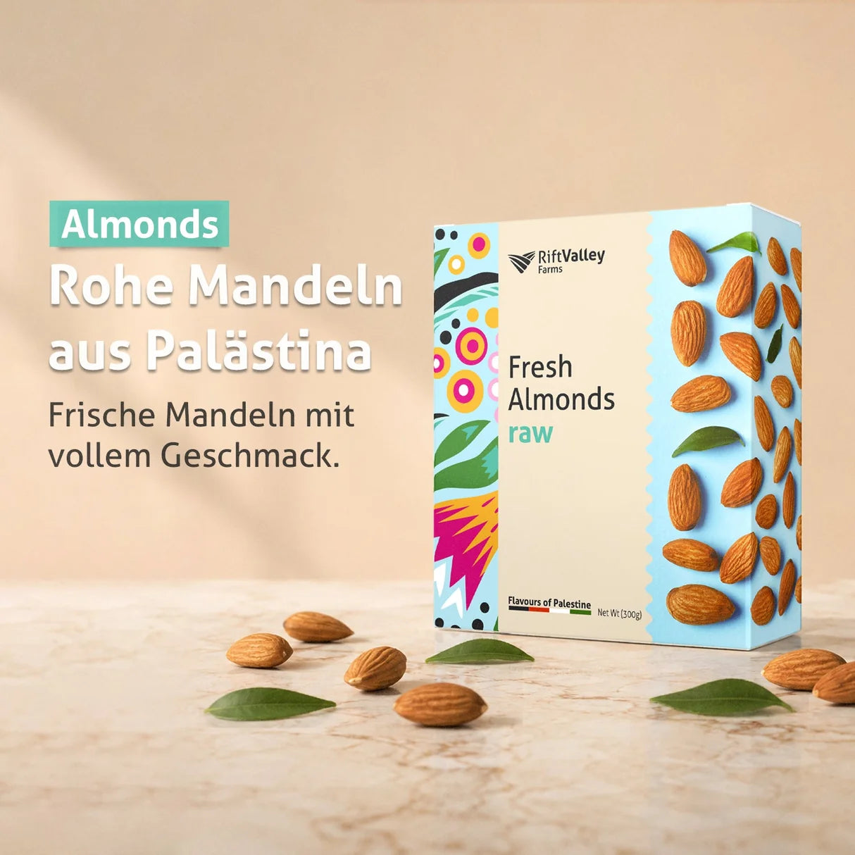 Mandeln Sonnengetrocknet Palästina -Rift Valley Farms 300G Dose