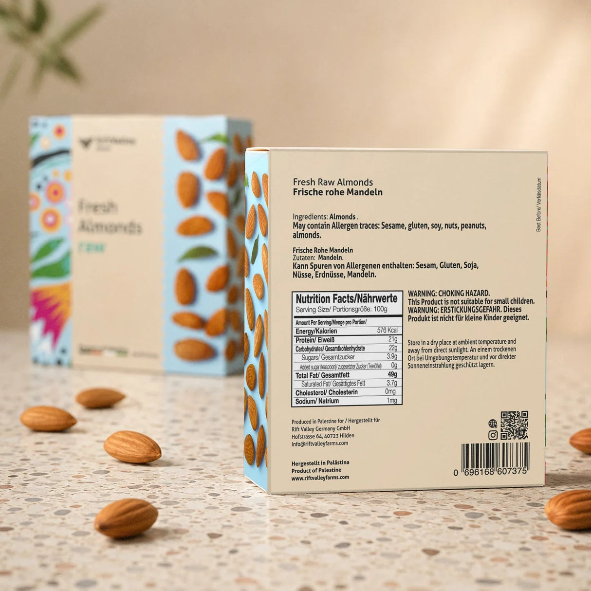 Mandeln Sonnengetrocknet Palästina -Rift Valley Farms 300G Dose