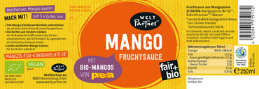 Mango-Fruchtsauce, bio°, 250ml, vegan - tropisch-fruchtig, mit Bio-Mangopüree von Preda/Philippinen