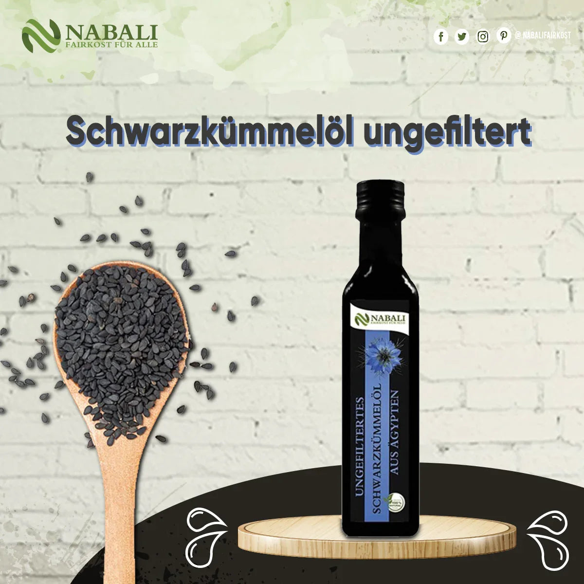 Schwarzkümmelöl Ungefiltert aus ägyptischen Samen Schwarzkümmelöl Nabali Fairkost