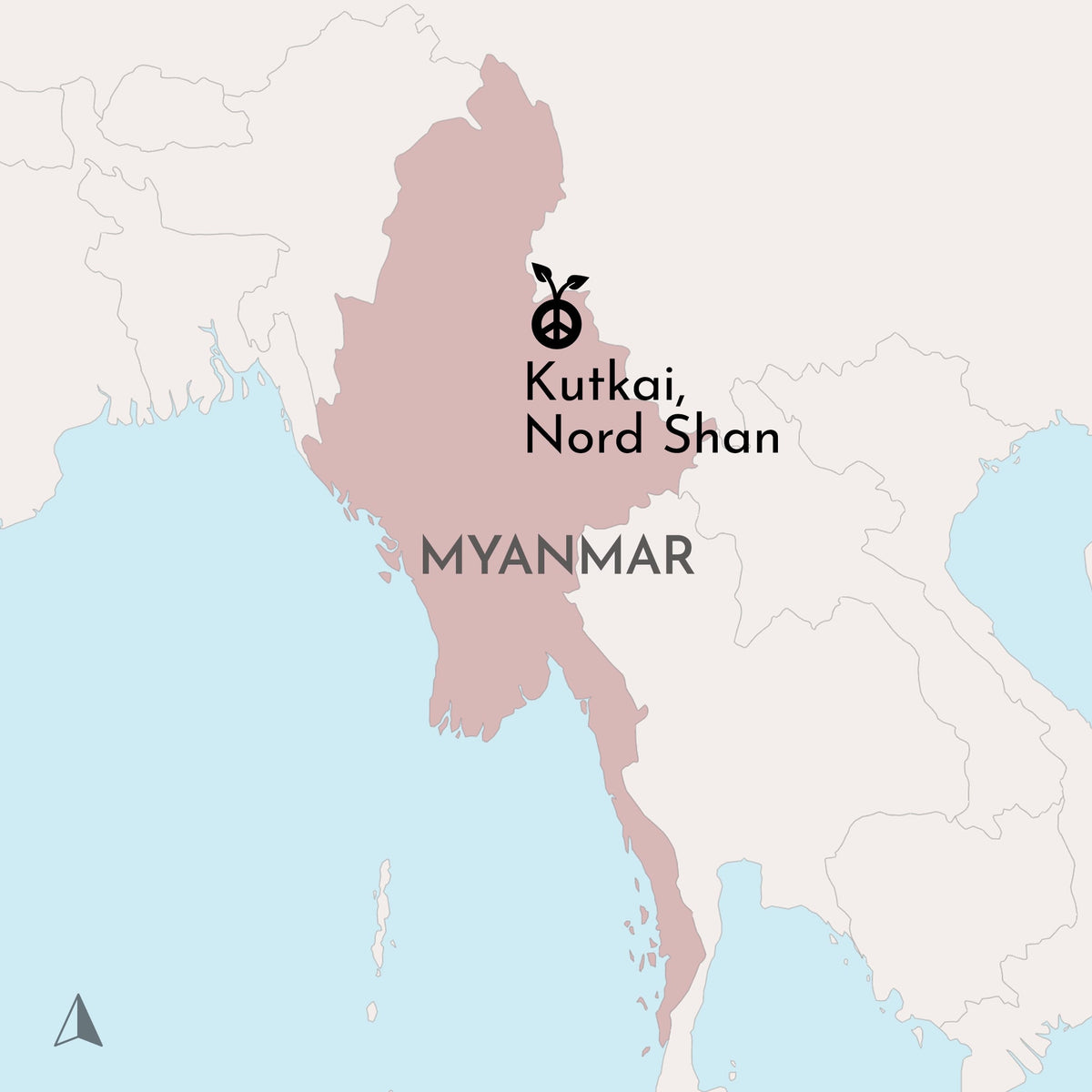 Herkunftskarte des Silver Shan Bio-Grüntees aus Nord-Shan in Myanmar